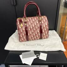 【中古】Christian Dior クリスチャンディオール ミニボストン レッド アクセサリー 小物 ハンドバッグ トロッター_画像1