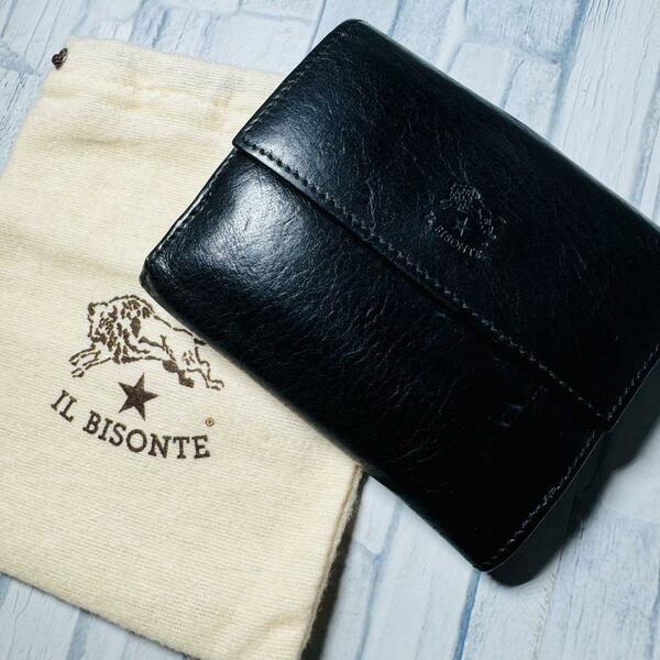 【美品】IL BISONTE 財布 二つ折り ブラック