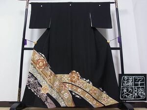 平和屋1■極上　創業460年・千總　黒留袖　駒刺繍　竹屋町刺繍　正倉院花文　金彩　大丸扱い　逸品　1hy0925