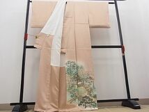 平和屋川間店■豪華色留袖　手描き　刺繍　風景文　暈し染め　金彩　逸品　n-fw1277_画像3