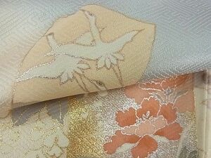 平和屋川間店■訪問着　駒刺繍　霞色紙飛鶴花文　暈し染め　金銀彩　逸品　cm2111