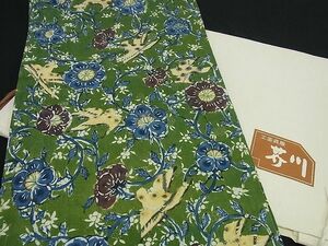  flat peace shop 1# rare . woven house old . ten thousand thousand . industrial arts . clothes . river 9 size opening Nagoya obi pongee ground flowers and birds Tang . writing kimono wrapping paper attaching excellent article 3s1387