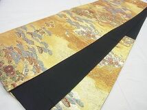 平和屋野田店■六通柄袋帯　鼓松皮菱花鳥文　金糸　逸品　未使用　n-yc5367_画像5