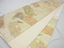 平和屋野田店■六通柄袋帯　唐織　吉祥絵巻草花文　金銀糸　逸品　n-yc5348_画像5