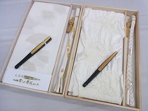 平和屋1■和装小物　上質な帯締め　帯揚げ　扇子付き　まとめて2点セット　絞り　礼装用　亀房付　舞扇　松　高麗組　逸品　ev2062