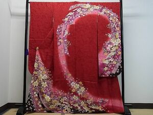 平和屋1■豪華振袖　駒刺繍　束ね熨斗舞桜毬文　暈し染め　金彩　京都きもの友禅扱い　逸品　gh6800