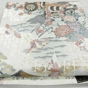 平和屋1■西陣 やまひで謹製 全通柄袋帯 名所物語絵図 金銀糸 逸品 未使用 ap5331の画像1