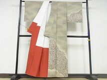 平和屋川間店■訪問着　紬地　更紗花文　暈し染め　着丈155cm　裄丈62cm　正絹　逸品　B-zg2470_画像2