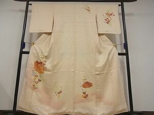 平和屋川間店■訪問着　刺繍　文箱花文　暈し染め　金糸　着丈　158cm　裄丈　63.5cm　正絹　逸品　B-wt4839