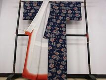 平和屋川間店■上質な小紋　型染め　花籬文　着丈160cm　裄丈64cm　正絹　逸品　A-ex4191_画像3