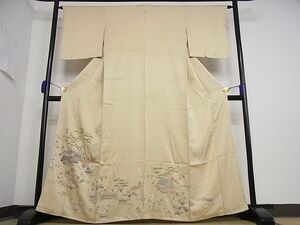 平和屋川間店■豪華色留袖　風景草花文　着丈161cm　裄丈62cm　正絹　逸品　B-oa3647