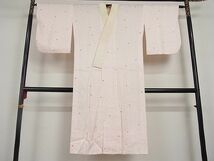 平和屋川間店■長襦袢　無双仕立て　麻の葉文様　桜　正絹　逸品　A-br3745_画像1