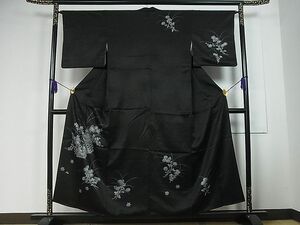 平和屋川間店■訪問着　刺繍　花籠文　黒地　逸品　vf4651