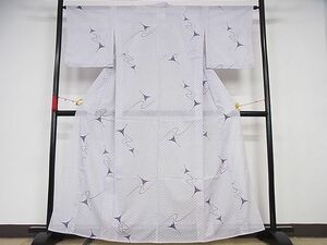 平和屋川間店■夏物　小紋　絽　扇面飛鶴文　洗える着物　着丈161cm　裄丈64cm　B-np5987