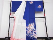 平和屋川間店■訪問着　草花文　暈し染め　銀彩　着丈168cm　裄丈71cm　正絹　逸品　A-zi5346_画像2