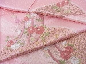 平和屋川間店■訪問着　絞り　刺繍　花絵巻文　金彩　着丈159cm　裄丈64cm　正絹　逸品　B-fe6073