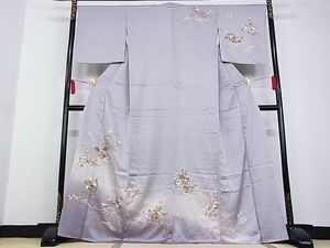 平和屋川間店■訪問着　松竹梅　風景花文　暈し染め　金彩　着丈168cm　裄丈67.5cm　正絹　逸品　A-zi5516