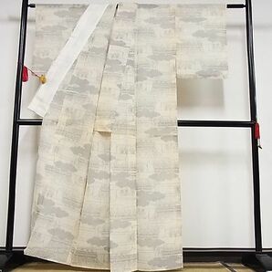 平和屋川間店■夏物 紗紬 雲重ね草木文 着丈158cm 裄丈64cm 正絹 逸品 B-ph6520の画像2