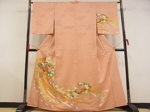 平和屋川間店■訪問着　駒刺繍　几帳扇面花文　金彩　着丈162cm　裄丈65cm　正絹　逸品　A-ta5120