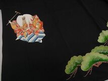 平和屋川間店■豪華黒留袖　駒刺繍　日本伝統芸能　能　金彩　逸品　yyy2467_画像5