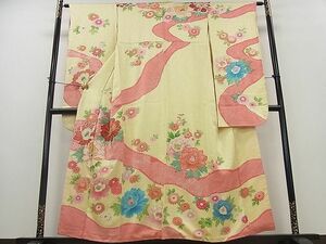 平和屋川間店■豪華振袖　駒刺繍　絞り　牡丹花文　金彩　逸品　cm1925