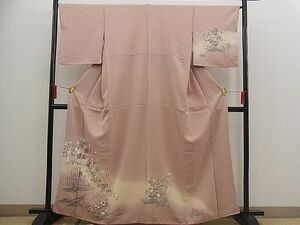 平和屋川間店■訪問着　流水枝花文　暈し染め　金彩　逸品　n-bs0198