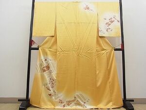 平和屋野田店■訪問着　刺繍　雲取り吉祥花文　暈し染め　金彩　逸品　n-fw5137