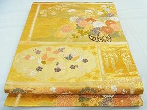 平和屋1■六通柄袋帯　四季蒔絵文　本金箔　逸品　in0241