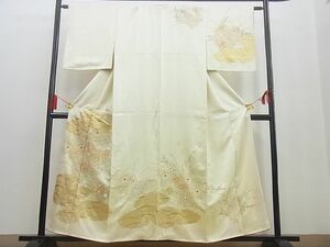 平和屋野田店■訪問着　駒刺繍　雲取り菊花文　金彩　逸品　n-yc5268