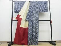 平和屋野田店■上質な紬　型染め　唐草牡丹花文　逸品　n-yc5479_画像3