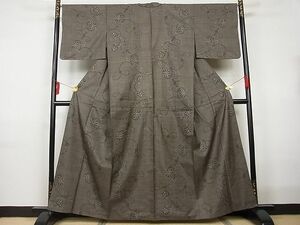 平和屋-こころ店■本場大島紬　9マルキ　花唐草文　着丈159cm　裄丈66cm　正絹　逸品　A-br7554