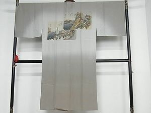 平和屋-こころ店■男性　長襦袢　人物風景文　正絹　逸品　A-cs7168