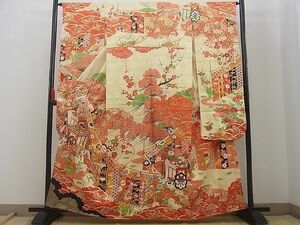 平和屋川間店■豪華振袖　駒刺繍　御所車吉祥花文　金彩　逸品　n-sg1602