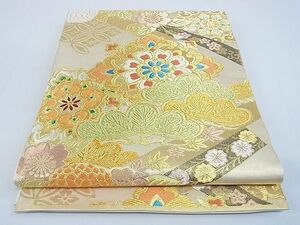 平和屋-こころ店■西陣　川島織物　本袋帯　正倉院花文　松　金糸　正絹　逸品　B-jd6184