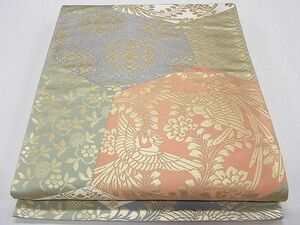 平和屋1■六通柄袋帯　亀甲鳳凰花文　金糸　逸品　1fb1766