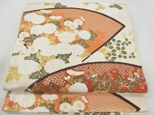 平和屋2■六通柄袋帯　唐織　錦繍　扇面菊文　金糸　逸品　ma4511