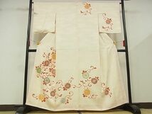 平和屋-こころ店■訪問着　駒刺繍　花唐草文　金彩　着丈159.5cm　裄丈64.5cm　正絹　逸品　未使用　B-zg8674_画像1