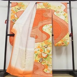 平和屋-こころ店■豪華振袖 駒刺繍 絞り 流水花車文 金彩 着丈164.5cm 裄丈66.5cm 正絹 逸品 1B-wt1727の画像2