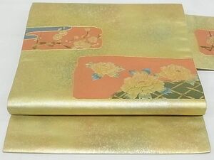 平和屋-こころ店■九寸名古屋帯　花籬文　引箔　正絹　逸品　A-gk1463