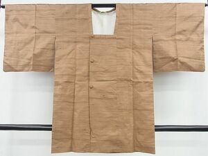 平和屋2■道行コート　ロング丈　紬地　横段文　逸品　mz3927