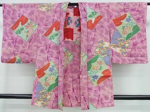 平和屋2■アンティーク　大正ロマン　羽織　色紙花唐草文　金彩　逸品　mz3918