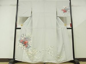 平和屋-こころ店■訪問着　花鳥文　暈し染め　着丈161cm　裄丈67.5cm　正絹　逸品　B-zg8611