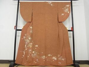 平和屋-こころ店■訪問着　枝桜文　たたき染め　金彩　着丈162.5cm　裄丈67cm　正絹　逸品　1B-wt1682