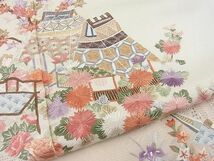 平和屋川間店■訪問着　総刺繍　スワトウ刺繍　籬風景草花文　暈し染め　逸品　n-sg1386_画像6