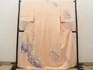 平和屋川間店■訪問着　友禅　相良刺繍　枝花文　暈し染め　逸品　n-ab0559