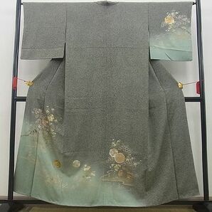 平和屋川間店■訪問着 刺繍 流水雪輪草花文 たたき染め 金彩 逸品 n-sg0878の画像1