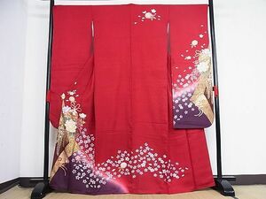 平和屋-こころ店■豪華振袖　駒刺繍　花鈴文　暈し染め　金彩　着丈164cm　裄丈68cm　正絹　逸品　1B-np2305