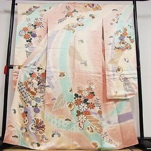 平和屋-こころ店■豪華振袖 駒刺繍 花蝶文 暈し染め 金銀彩 西武百貨店扱い 着丈162cm 裄丈66.5cm 正絹 逸品 1B-ph0162の画像1