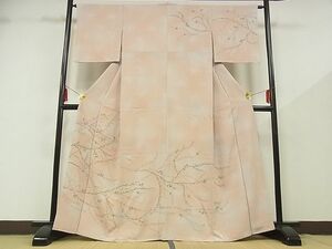 平和屋-こころ店■訪問着　手描き　枝花文　金彩　金糸　着丈162cm　裄丈63.5cm　正絹　逸品　B-zg8581