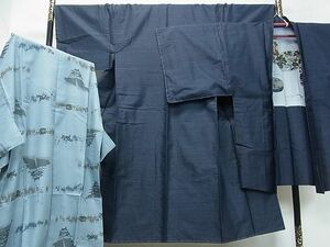 平和屋2■男性　本場大島紬　アンサンブル　長襦袢セット(無双仕立て)　亀甲柄　逸品　ox5003